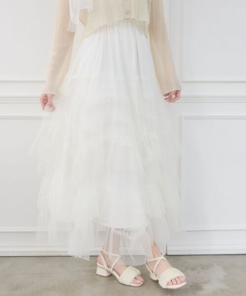 MAJESTIC LEGON / マジェスティックレゴン ロング・マキシ丈スカート | チュールフリルティアードスカート | 詳細9