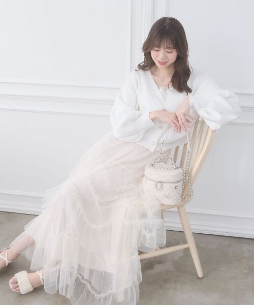 MAJESTIC LEGON / マジェスティックレゴン ロング・マキシ丈スカート | チュールフリルティアードスカート（ピンク）