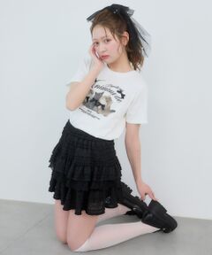 MAJESTIC LEGON / マジェスティックレゴン ミニ・ひざ丈スカート | レースフリルティアードミニスカパン