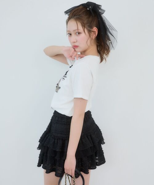 MAJESTIC LEGON / マジェスティックレゴン ミニ・ひざ丈スカート | レースフリルティアードミニスカパン | 詳細11