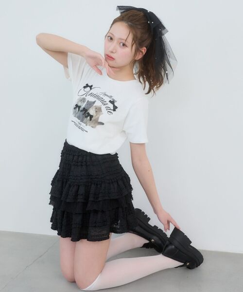 MAJESTIC LEGON / マジェスティックレゴン ミニ・ひざ丈スカート | レースフリルティアードミニスカパン | 詳細12