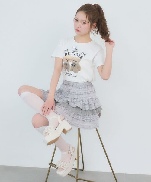 MAJESTIC LEGON / マジェスティックレゴン ミニ・ひざ丈スカート | レースフリルティアードミニスカパン | 詳細7