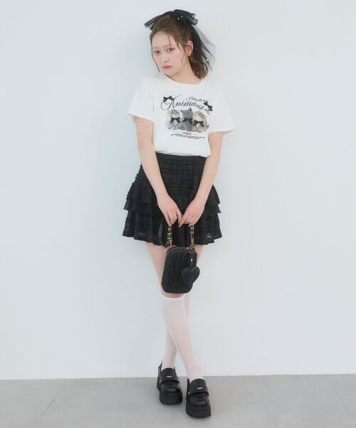 MAJESTIC LEGON / マジェスティックレゴン ミニ・ひざ丈スカート | レースフリルティアードミニスカパン | 詳細9