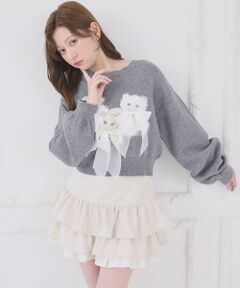 MAJESTIC LEGON / マジェスティックレゴン ミニ・ひざ丈スカート | 異素材ティアードミニスカパン