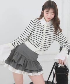 MAJESTIC LEGON / マジェスティックレゴン ミニ・ひざ丈スカート | 異素材ティアードミニスカパン