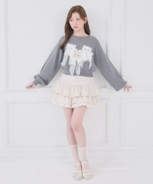 MAJESTIC LEGON / マジェスティックレゴン ミニ・ひざ丈スカート | 異素材ティアードミニスカパン | 詳細1