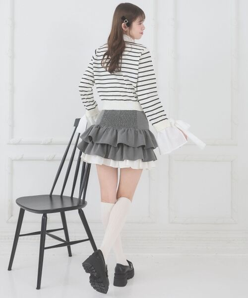 MAJESTIC LEGON / マジェスティックレゴン ミニ・ひざ丈スカート | 異素材ティアードミニスカパン | 詳細11