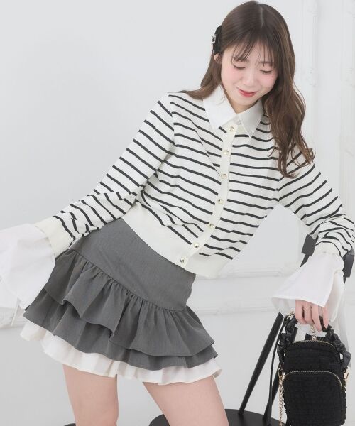 MAJESTIC LEGON / マジェスティックレゴン ミニ・ひざ丈スカート | 異素材ティアードミニスカパン | 詳細12