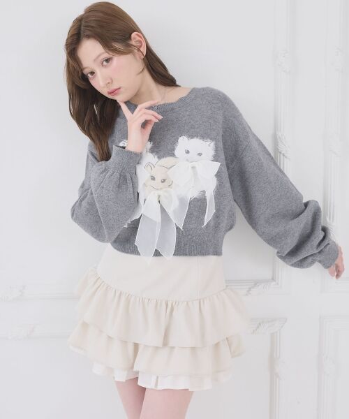 MAJESTIC LEGON / マジェスティックレゴン ミニ・ひざ丈スカート | 異素材ティアードミニスカパン | 詳細2