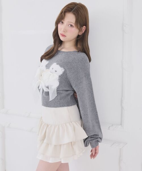 MAJESTIC LEGON / マジェスティックレゴン ミニ・ひざ丈スカート | 異素材ティアードミニスカパン | 詳細3