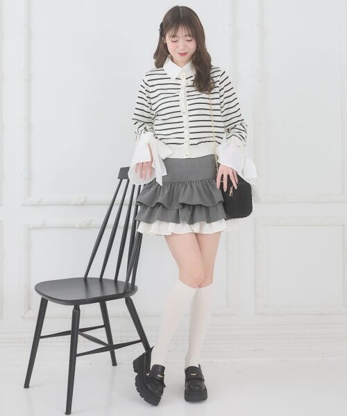 MAJESTIC LEGON / マジェスティックレゴン ミニ・ひざ丈スカート | 異素材ティアードミニスカパン | 詳細8