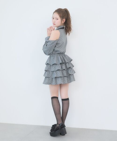 MAJESTIC LEGON / マジェスティックレゴン ミニ丈・ひざ丈ワンピース | 肩あきリボンタイセットミニワンピ | 詳細11