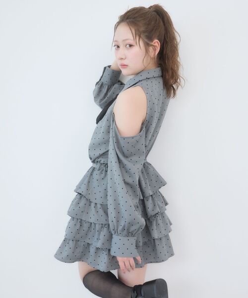 MAJESTIC LEGON / マジェスティックレゴン ミニ丈・ひざ丈ワンピース | 肩あきリボンタイセットミニワンピ | 詳細15