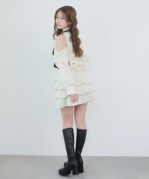 MAJESTIC LEGON / マジェスティックレゴン ミニ丈・ひざ丈ワンピース | 肩あきリボンタイセットミニワンピ | 詳細4