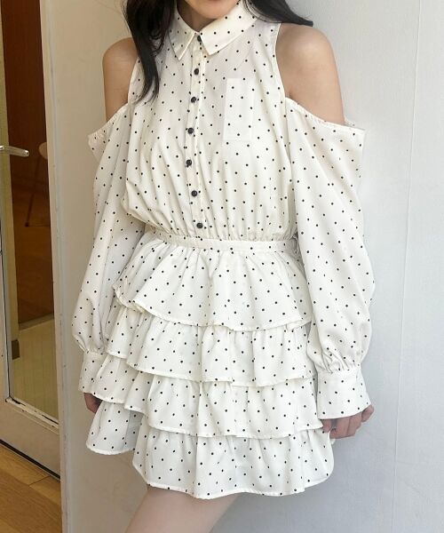 MAJESTIC LEGON / マジェスティックレゴン ミニ丈・ひざ丈ワンピース | 肩あきリボンタイセットミニワンピ | 詳細8