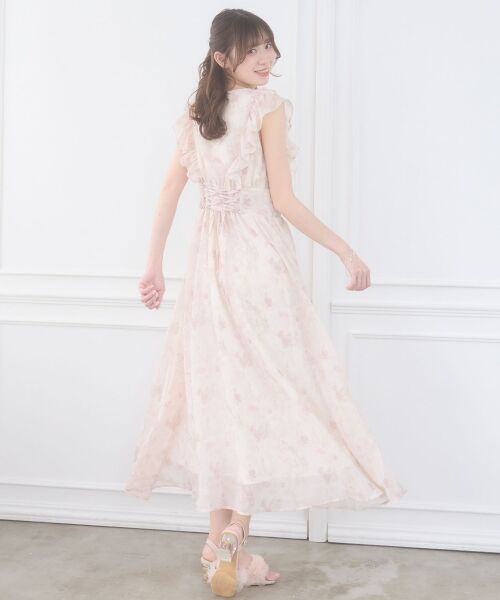 MAJESTIC LEGON / マジェスティックレゴン ロング・マキシ丈ワンピース | バックレースアップマルチwayワンピ（ピンク柄）