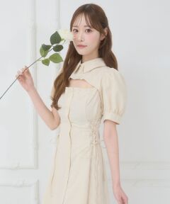 MAJESTIC LEGON / マジェスティックレゴン ミニ丈・ひざ丈ワンピース | デコルテオープンミニシャツワンピ