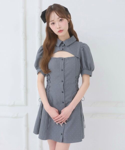 MAJESTIC LEGON / マジェスティックレゴン ミニ丈・ひざ丈ワンピース | デコルテオープンミニシャツワンピ | 詳細10
