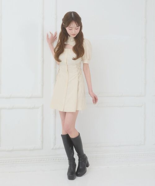 MAJESTIC LEGON / マジェスティックレゴン ミニ丈・ひざ丈ワンピース | デコルテオープンミニシャツワンピ | 詳細2