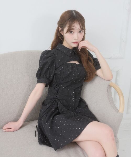 MAJESTIC LEGON / マジェスティックレゴン ミニ丈・ひざ丈ワンピース | デコルテオープンミニシャツワンピ | 詳細20