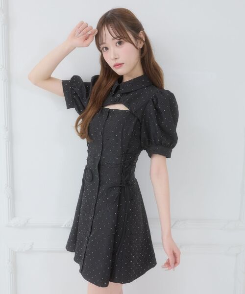 MAJESTIC LEGON / マジェスティックレゴン ミニ丈・ひざ丈ワンピース | デコルテオープンミニシャツワンピ | 詳細21