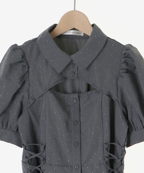 MAJESTIC LEGON / マジェスティックレゴン ミニ丈・ひざ丈ワンピース | デコルテオープンミニシャツワンピ | 詳細26