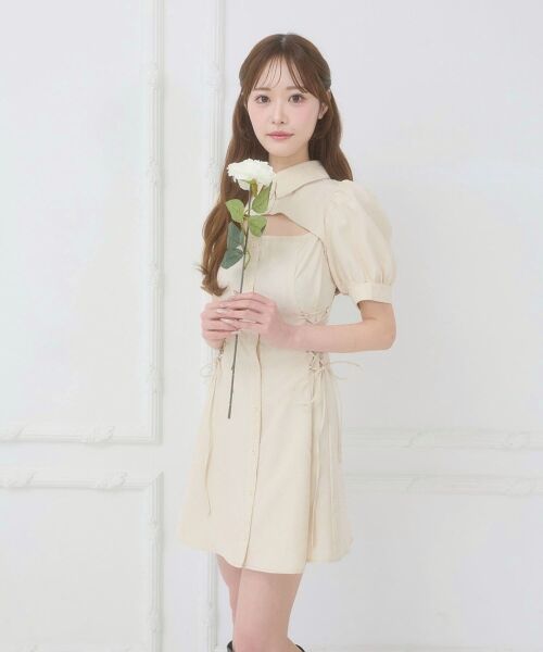 MAJESTIC LEGON / マジェスティックレゴン ミニ丈・ひざ丈ワンピース | デコルテオープンミニシャツワンピ | 詳細3