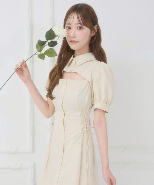 MAJESTIC LEGON / マジェスティックレゴン ミニ丈・ひざ丈ワンピース | デコルテオープンミニシャツワンピ | 詳細4