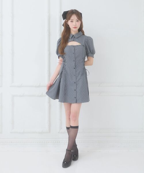 MAJESTIC LEGON / マジェスティックレゴン ミニ丈・ひざ丈ワンピース | デコルテオープンミニシャツワンピ | 詳細5