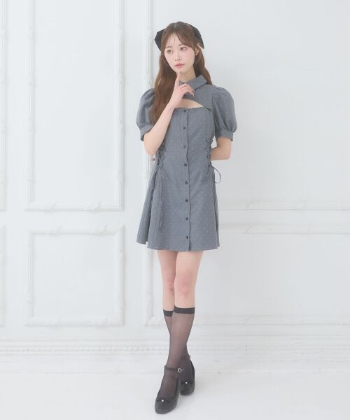 MAJESTIC LEGON / マジェスティックレゴン ミニ丈・ひざ丈ワンピース | デコルテオープンミニシャツワンピ | 詳細6