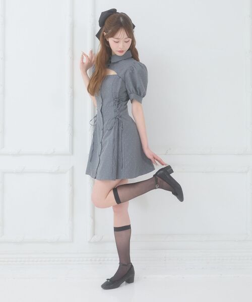 MAJESTIC LEGON / マジェスティックレゴン ミニ丈・ひざ丈ワンピース | デコルテオープンミニシャツワンピ | 詳細8