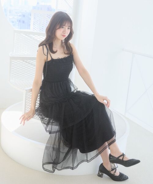 MAJESTIC LEGON / マジェスティックレゴン ロング・マキシ丈ワンピース | ◎チェーン付きキラキラキャミワンピ | 詳細22