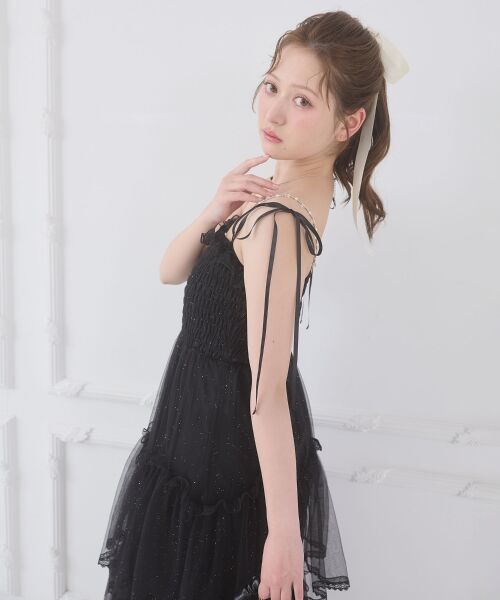 MAJESTIC LEGON / マジェスティックレゴン ロング・マキシ丈ワンピース | ◎チェーン付きキラキラキャミワンピ | 詳細26