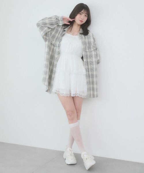 MAJESTIC LEGON / マジェスティックレゴン ミニ丈・ひざ丈ワンピース | レースフリルティアードキャミワンピ | 詳細2