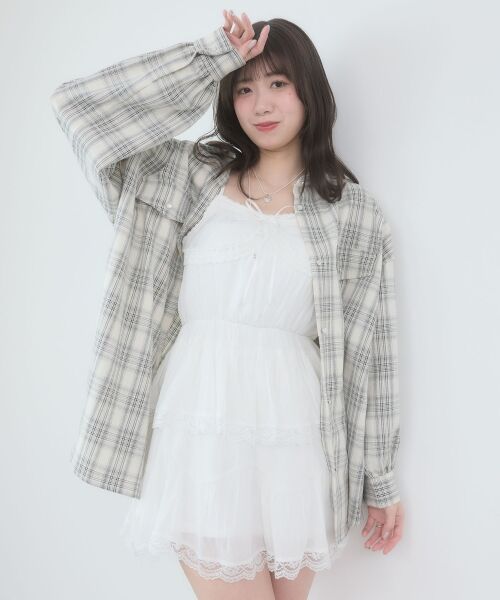 MAJESTIC LEGON / マジェスティックレゴン ミニ丈・ひざ丈ワンピース | レースフリルティアードキャミワンピ | 詳細5