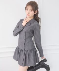 MAJESTIC LEGON / マジェスティックレゴン ミニ丈・ひざ丈ワンピース | レースアップジャケットミニワンピ