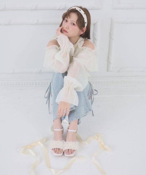 MAJESTIC LEGON / マジェスティックレゴン サンダル | フラワークリアヒールフリルサンダル | 詳細3