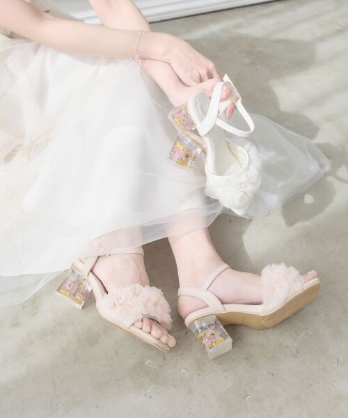 MAJESTIC LEGON / マジェスティックレゴン サンダル | フラワークリアヒールフリルサンダル | 詳細7