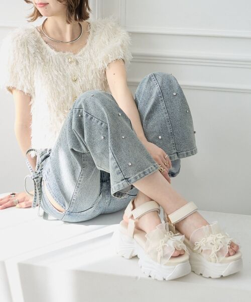 MAJESTIC LEGON / マジェスティックレゴン サンダル | パールリボンフリルボリュームスポサン | 詳細1