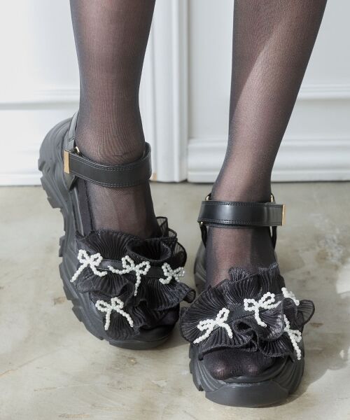MAJESTIC LEGON / マジェスティックレゴン サンダル | パールリボンフリルボリュームスポサン | 詳細12