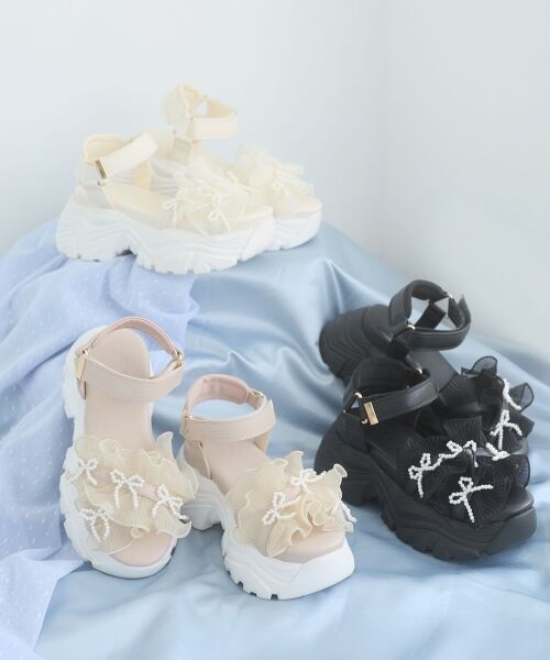MAJESTIC LEGON / マジェスティックレゴン サンダル | パールリボンフリルボリュームスポサン | 詳細15