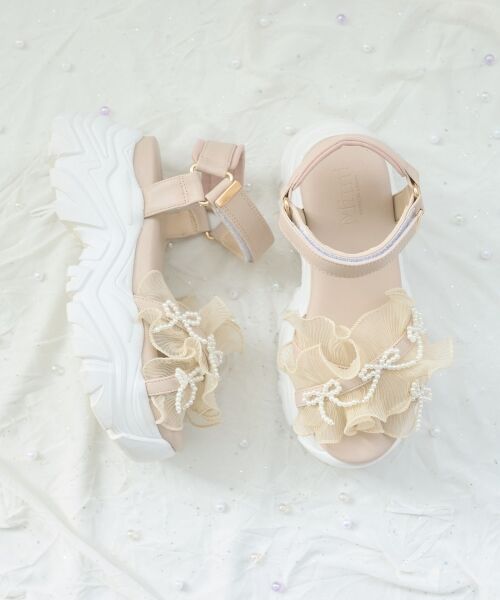 MAJESTIC LEGON / マジェスティックレゴン サンダル | パールリボンフリルボリュームスポサン | 詳細17