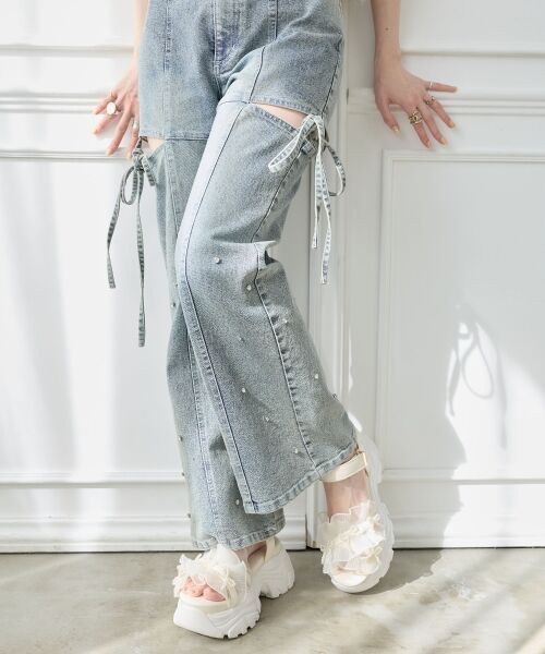 MAJESTIC LEGON / マジェスティックレゴン サンダル | パールリボンフリルボリュームスポサン | 詳細3