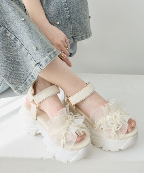 MAJESTIC LEGON / マジェスティックレゴン サンダル | パールリボンフリルボリュームスポサン | 詳細4