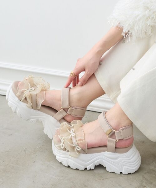 MAJESTIC LEGON / マジェスティックレゴン サンダル | パールリボンフリルボリュームスポサン | 詳細8