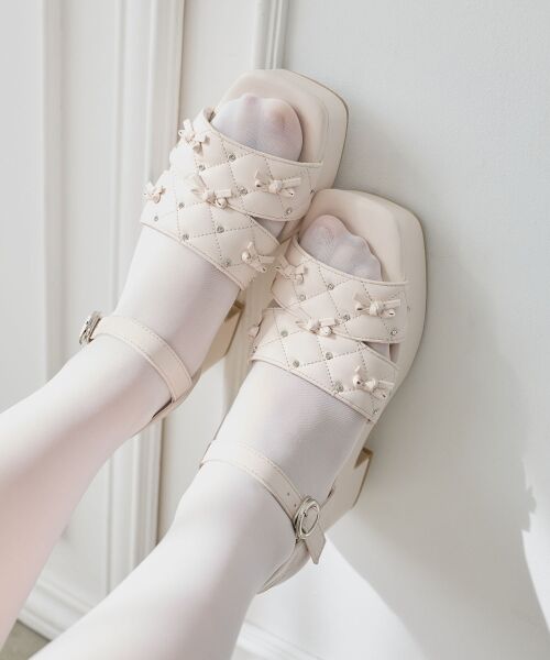 MAJESTIC LEGON / マジェスティックレゴン サンダル | キルティングビジューリボンサンダル | 詳細2