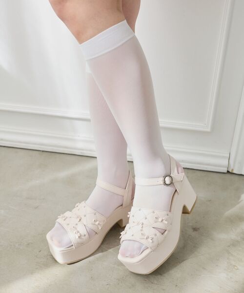 MAJESTIC LEGON / マジェスティックレゴン サンダル | キルティングビジューリボンサンダル | 詳細3