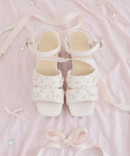 MAJESTIC LEGON / マジェスティックレゴン サンダル | キルティングビジューリボンサンダル | 詳細6