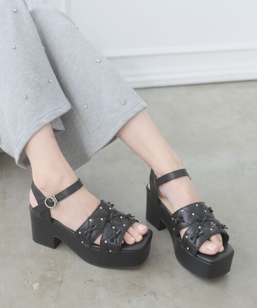 MAJESTIC LEGON / マジェスティックレゴン サンダル | キルティングビジューリボンサンダル | 詳細7