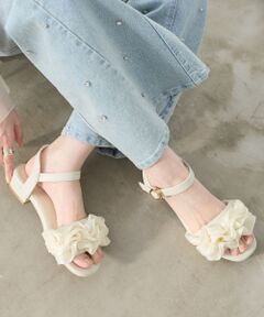 MAJESTIC LEGON / マジェスティックレゴン サンダル | ローヒールフリルビジューサンダル